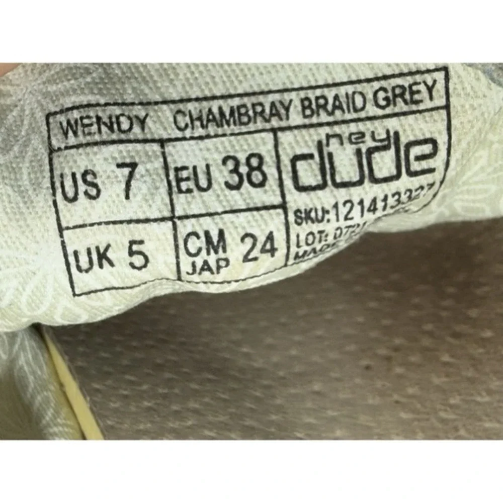 Hey‎ Dude Wendy Chambray Slip On Shoes Womens 7 Gray